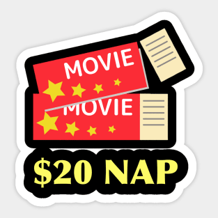 Movie ticket nap Sticker